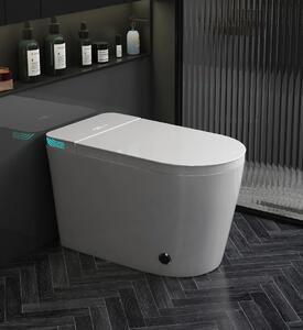 Vas toaletă inteligentă cu Bideu, Afișaj LED, Telecomandă, Sterilizare UV, Deschidere/Închidere automată, funcționare senzor picior, Control inteligent al Temperaturii, Uscare aer cald, Iluminare de noapte, Ceramică, Alb, 939