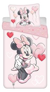 Lenjerie de pat pentru copii roz din bumbac pentru pat de o persoană 140x200 cm Minnie "Balloon" – Jerry Fabrics