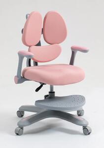 RIKKY Scaun ergonomic pentru copii, spatar si suport lombar reglabile, huse detasabile, suport picioare reglabil, rotativ, Roz