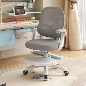 Scaun ergonomic pentru copii, spatar reglabil adancime, suport picioare reglabil, rotativ, Gri