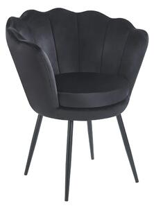 Scaun dining, picioare metalice finisaj negru, tapiterie catifea, Negru