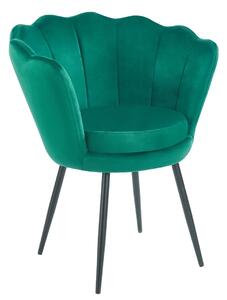 Scaun dining, picioare metalice finisaj negru, tapiterie catifea, Verde