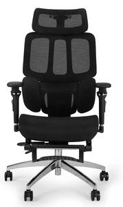 Scaun ergonomic MUSSO H80 PRO, șezut translatabil, cotiere 6D, suport lombar dinamic, spătar reglabil înălțime, tetieră 3D, suport picioare, mecanism multifunctional inclinare/blocare, pivotant, Mesh, Negru