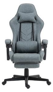 Scaun gaming, masaj în perna lombară, suport picioare, textil, Gri