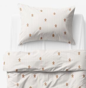 Goldea lenjerie de crăciun de pat pentru copii din 100% bumbac - turtă dulce cu dungi 140 x 200 și 50 x 70 cm