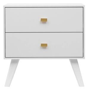 Noptieră cu 2 sertare, 63.5x40.5x63.5 cm, Alb