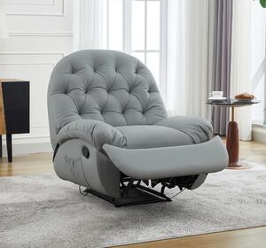 Fotoliu Recliner, suport picioare extensibil, Piele Ecologica, Gri