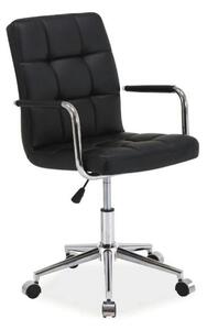 Scaun de birou Q-022, negru, piele ecologica/metal/plastic, 51x40x87/9