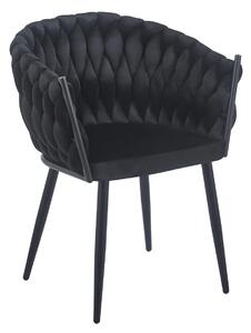 Scaun dining, catifea, cadru metalic, Negru