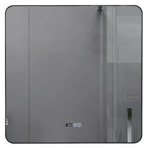 Oglinda baie, Multifuncțională, Iluminare LED 3 culori, Ceas încorporat, Sistem Dezaburire, 90x90 cm