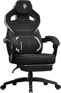 DOWINX Scaun gaming, ergonomic, suport lombar cu masaj, Șezut cu Arcuri Metalice și Spumă, Spătar înalt, rabatabil 90°-135°, Suport picioare, rezistent 150 kg, material textil respirabil, Negru