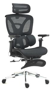 METACHAIR DORO Scaun ergonomic, cotiere 6D, suport lombar dinamic, spătar reglabil înălțime, tetieră 2D, suport picioare, mecanism multifunctional inclinare/blocare, pivotant, Mesh, Negru