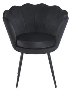 Scaun dining, picioare metalice finisaj negru, tapiterie catifea, Negru