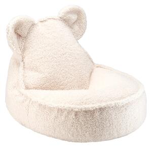 Fotoliu puf pentru copii crem cu tapițerie din țesătură bouclé Bear – Wigiwama