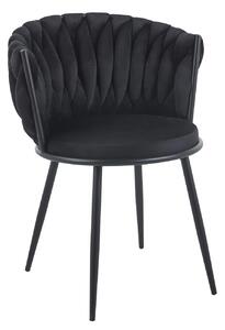 Scaun dining, tapiterie catifea, cadru metalic, Negru/Negru