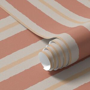 Tapet Dungi terracotta luminoase cu accente bej, Tapet geometrie, Tapet dungi, a00515 : Uwalls.ro