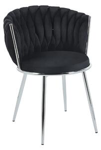 Scaun dining, tapiterie catifea, cadru metalic, Negru/Argintiu