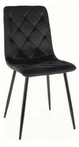 Scaun tapitat JERRY, negru, stofa catifelata/metal, 45x39x91 cm