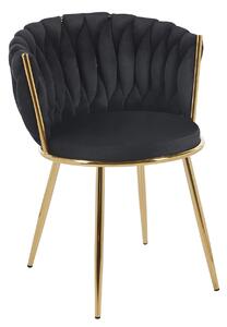 Scaun dining, tapiterie catifea, cadru metalic, Negru/Auriu