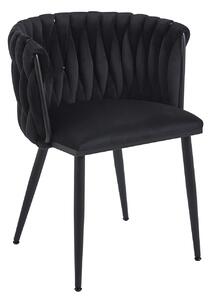 Scaun dining, tapiterie catifea, cadru metalic, Negru/Negru