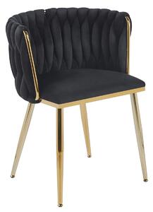 Scaun dining, tapiterie catifea, cadru metalic, Negru/Auriu