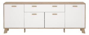 Comodă albă-în culoare naturală cu aspect de lemn de stejar 196x73x39 cm Ikast – Tvilum