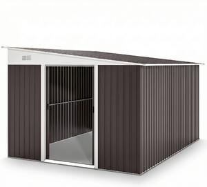 Magazie de Grădină din Oțel Zincat, Uși Duble Glisante, 3,45 x 2,8 m, Gri