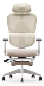 Scaun ergonomic MUSSO E600SE ADAPTIVE, șezut translatabil, cotiere 3D, suport lombar adaptiv, suport picioare, mecanism multifunctional inclinare/blocare, pivotant, Mesh, Bej