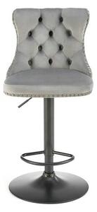 Scaun bar H117, gri/negru, stofa catifelata/otel, 47x52x96/118 cm