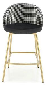 Scaun bar H113, negru/gri/auriu, stofa catifelata/otel, 47x55x85 cm