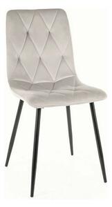 Scaun TOM, gri deschis/negru, stofa catifelata/metal, 45x39x91 cm