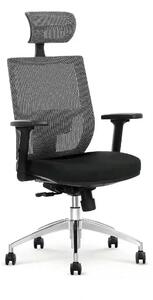 Scaun de birou ADMIRAL, negru/gri, stofa/plasa/aluminiu, 68x60x120/130
