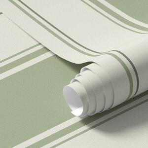 Tapet Fond crem cu dungi largi verde deschis, Tapet geometrie, Tapet dungi, a00561 : Uwalls.ro