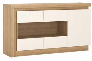Comoda LEONARDO LYOK02, PAL melaminat, stejar riviera/alb, 158X42X89 cm