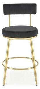 Scaun bar H115, negru/auriu, stofa catifelata/otel, 45x54x90 cm