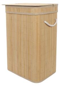 Coș de rufe din bambus cu capac, 80 l