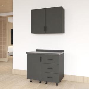 Set Bucatarie Laura 80 cm, Culoarea Gri Antracit, Pal 18mm, Blat Termorezistent