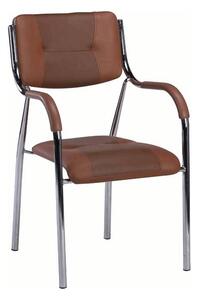 Scaun conferinta ILHAM, piele ecologica/metal, maro, 52x55x85 cm