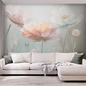 Tapet Volumetric pastel maci în stil pictură în ulei, Fototapet Flori, w09310v1 : Uwalls.ro