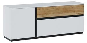 Comoda TV DUKE, alb/stejar, PAL laminat, 160x40x63 cm