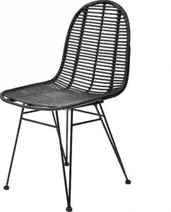 Scaun K337, negru, rattan natural/metal, 44x55x90 cm