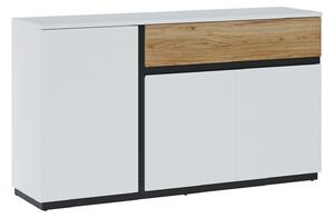 Comoda DUKE, alb/stejar, PAL melaminat, 155x40x88 cm