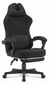 Scaun gaming CABRO C504 cu tapițerie din țesătură și suport pentru picioare, capacitate de până la 150 kg, negru