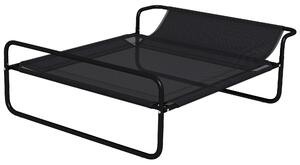 PawHut Pat Ridicat pentru Câini, Pat de Camping pentru Câini și Pisici cu Tetieră, Material Texteline Respirabil, pentru Interior și Exterior, 106 x 81 x 33 cm, Negru | Aosom Romania
