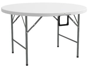 Outsunny Masă Pliabilă de Grădină Φ122 cm, Masă de Picnic Rotundă pentru 6 Persoane, Cadru Metalic, Alb | Aosom Romania