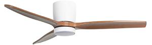 Ventilator de tavan cu LED Faipari, curent continuu, 132 cm, alb / lemn închis Lucande, Faipari, Alb, Camera de zi, Lemn, Modern