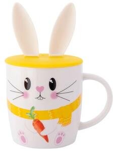 Altom Cană din porțelan Rabbit cu capac dinsilicon, 400 ml