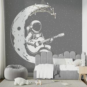 Tapet Cosmonaut, lună, chitară, Fototapet Spaţiu, w04514 : Uwalls.ro