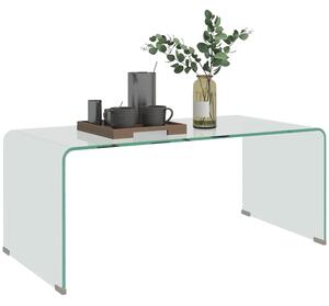 HOMCOM Masa de cafea din sticlă masă de salon rectangulară design modern din sticlă temperată cu margini rotunjite sigure transparent | Aosom Romania