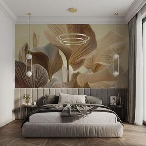 Tapet Frunze rafinate în nuanțe neutre delicate, Fototapet Natură, Fototapet Frunze, w04549v2 : Uwalls.ro